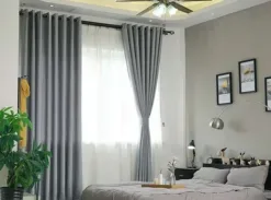 Rèm vải 2 lớp màu xám Rèm vải 2 lớp màu xám rem cua mau xam tn