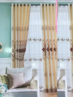 Rèm vải gấm thêu hoa văn cao cấp Rèm vải gấm thêu hoa văn vai gam theu hoa van cao cap 4