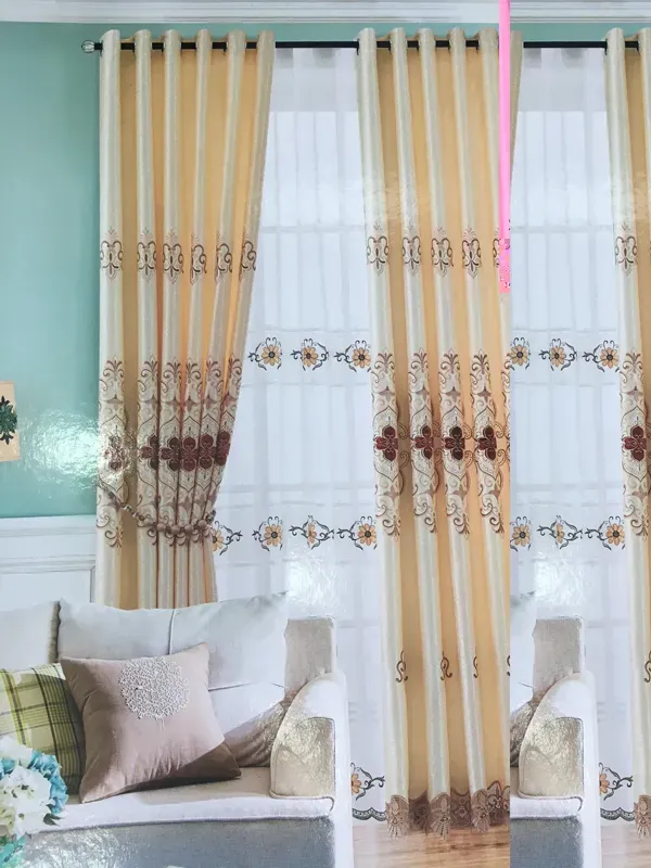 Rèm vải gấm thêu hoa văn cao cấp Rèm vải gấm thêu hoa văn vai gam theu hoa van cao cap 4