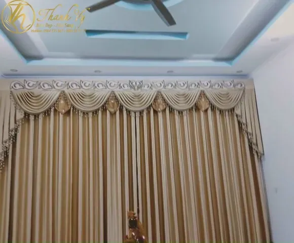 Rèm nữ hoàng màu vàng kem Rèm nữ hoàng màu vàng kem rem nu hoang mau vang kem 2