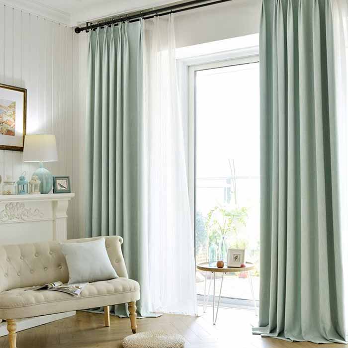 Rèm vải chống nắng cao cấp – Thiết kế đẹp cản sáng cách nhiệt tốt rem vai lop chong nang mau xanh ngoc