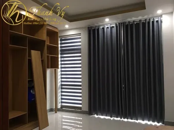 Rèm vải bố màu xám Rèm vải bố màu xám rem vai bo mau xam