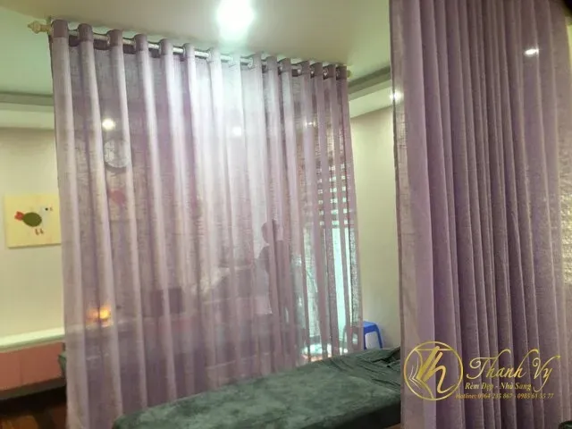 Rèm vải voan ngăn giường Spa màu Tím Rèm vải voan ngăn giường Spa màu Tím rem voan ngan giuong spa mau tim