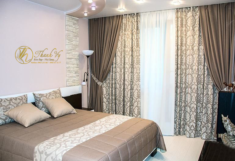 Rèm phòng ngủ nên chọn màu gì phù hợp và đẹp nhất rem phong ngu lop hoa tiet nau