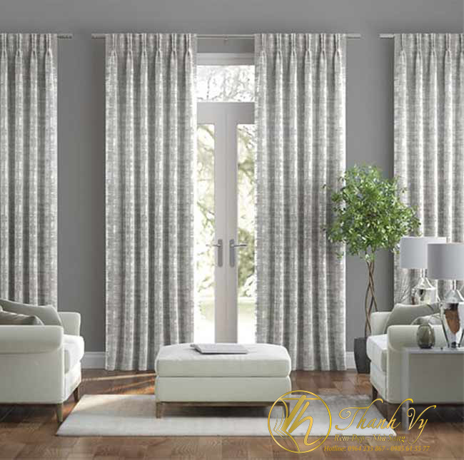 Rèm vải phòng khách thiết kế Đẹp – Sang Trọng – Vải Cao Cấp rèm vải phòng khách rem vai hoa van xam