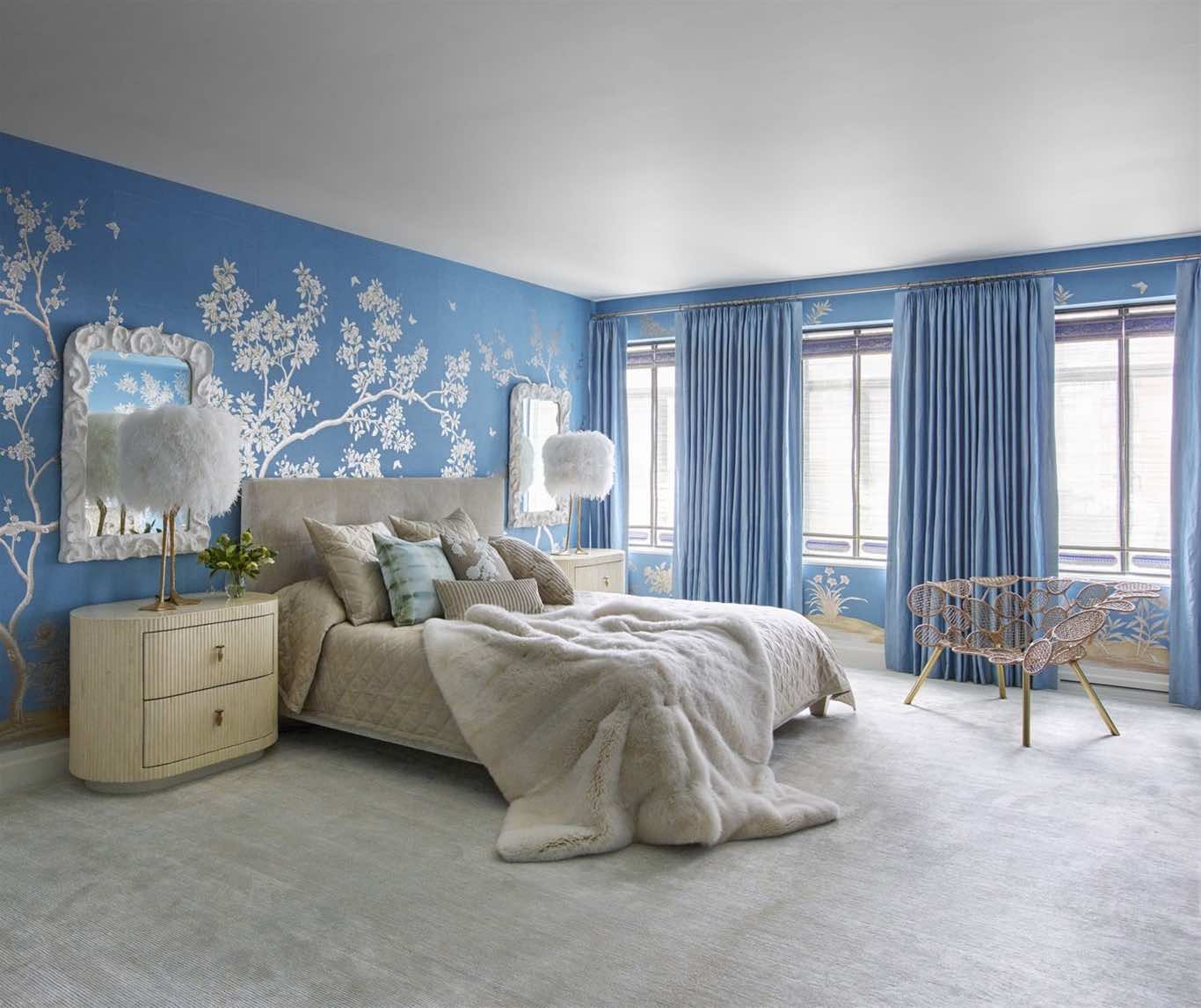 Top các mẫu rèm cửa đẹp nhất ứng dụng cho phòng tường màu xanh