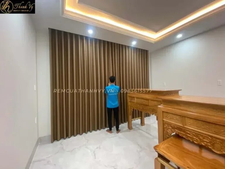 Rèm Vải Bố Màu Nâu Cao Cấp