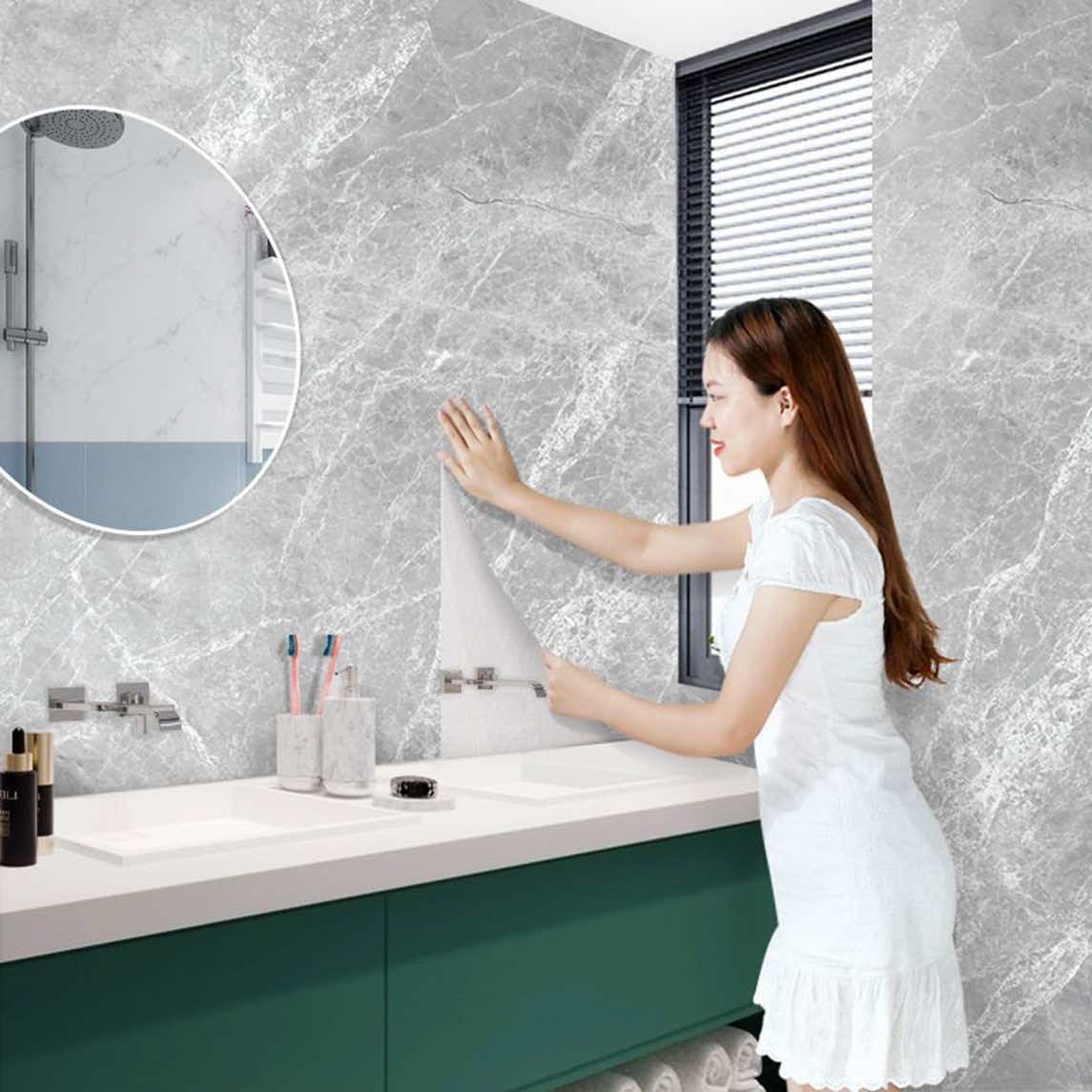 Giấy dán tường giả vân đá đẹp cho phòng tắm